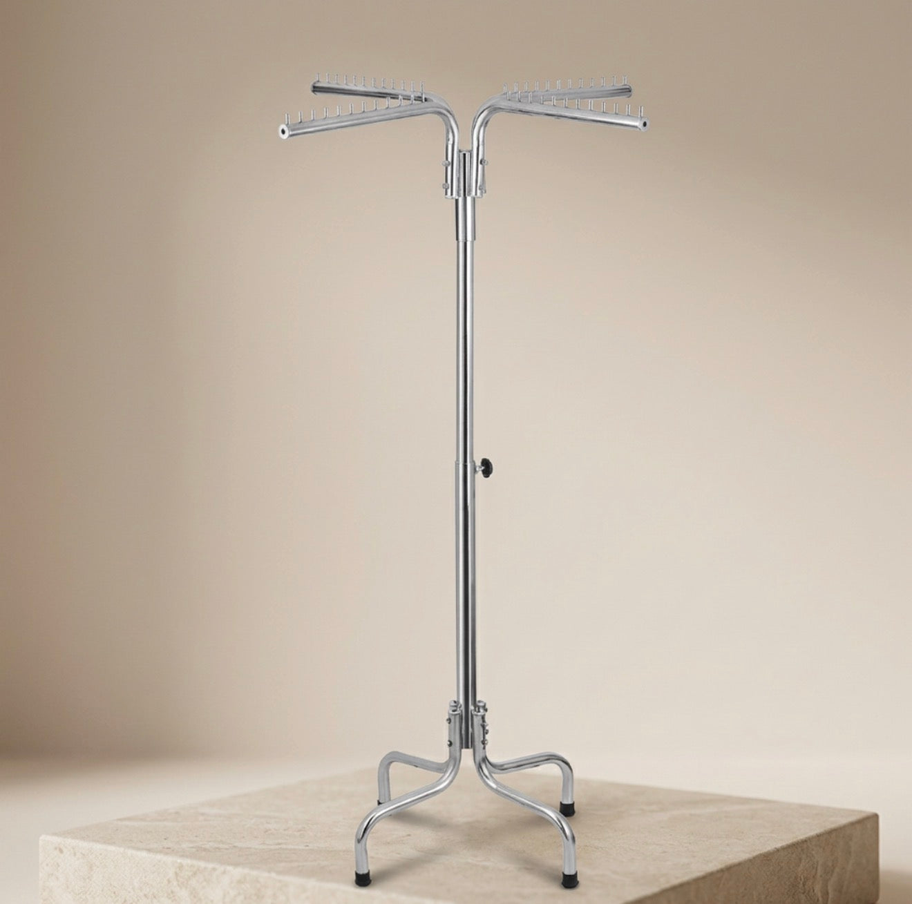 Adjustable chrome hanging rack